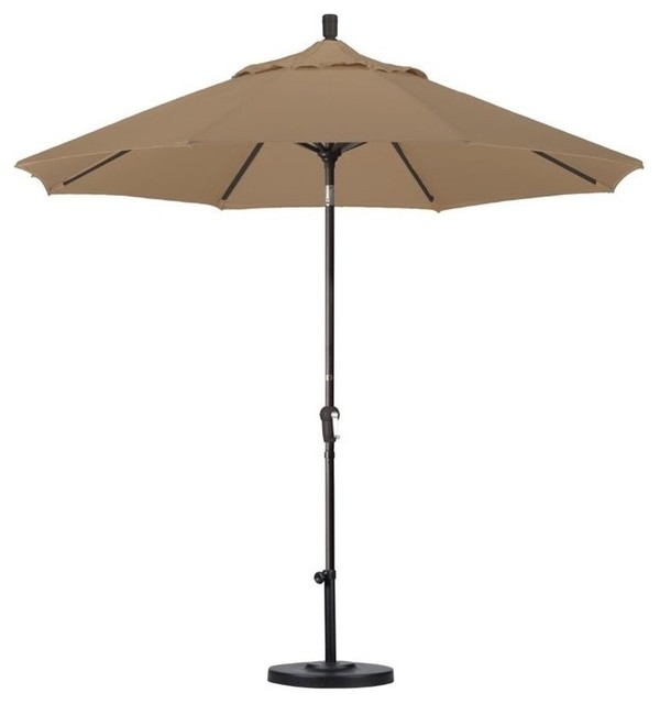 9' Aluminum Market Umbrella Auto Tilt Bronze, Pacifica Contemporary