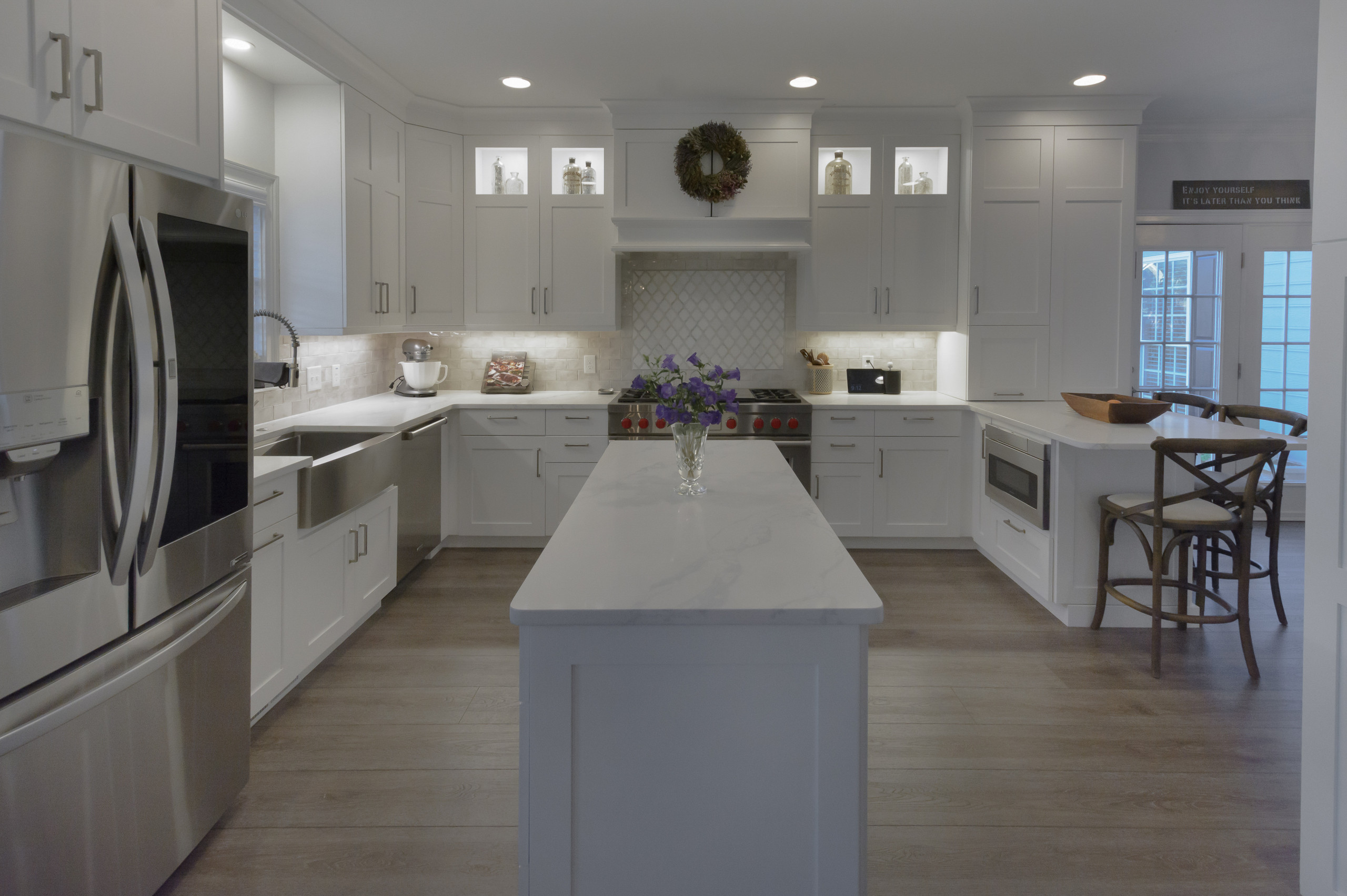 Pawley's Island simple wihite kitchen, laundry room, bathroom, and closet
