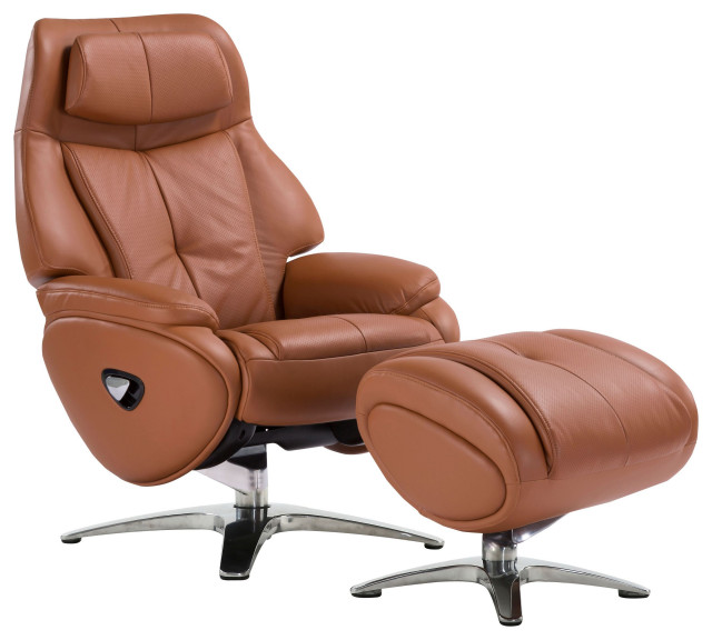 Melbourne Top Grain Leather Ergonomic, Leather Recliner Chair With Ottoman
