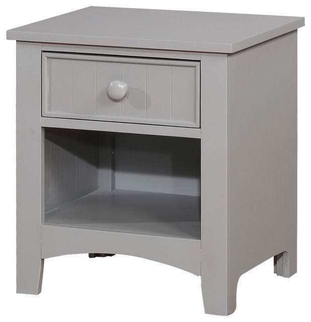 Transitional Nightstand, Smooth Rolling Drawers With Grooved Front