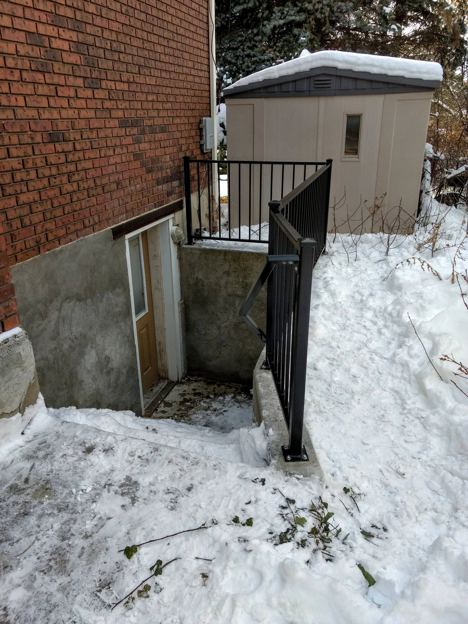 Basement entry guard rail & handrail