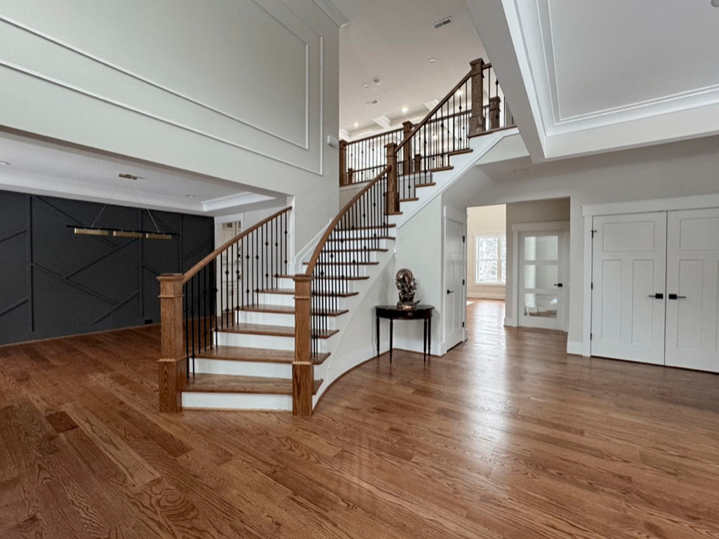 117_Distinct Oak Staircase with Iron Balusters & Oak Rail Profile, Chantilly VA
