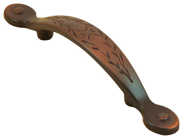 Stone Mill Hardware Oil Rubbed Bronze Leaf Cabinet Hardware Pull