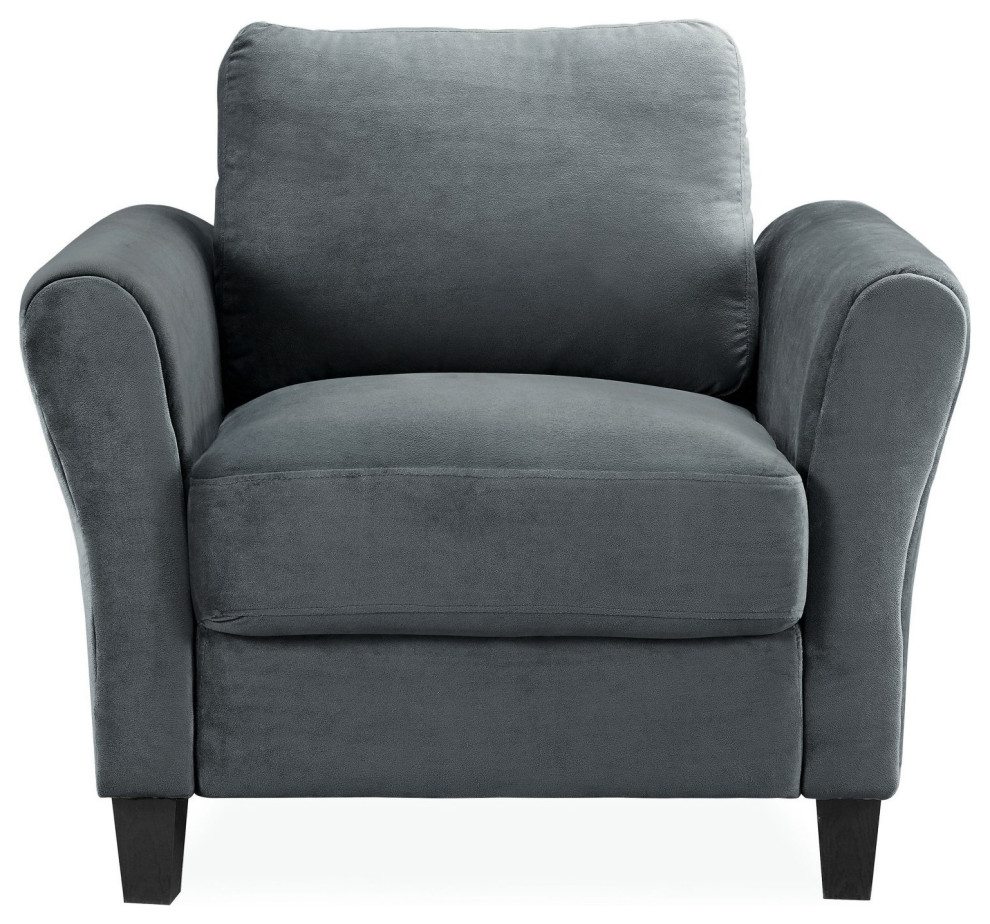 Comfortable Accent Chair, Cushioned Seat With Rolled Flared Arms