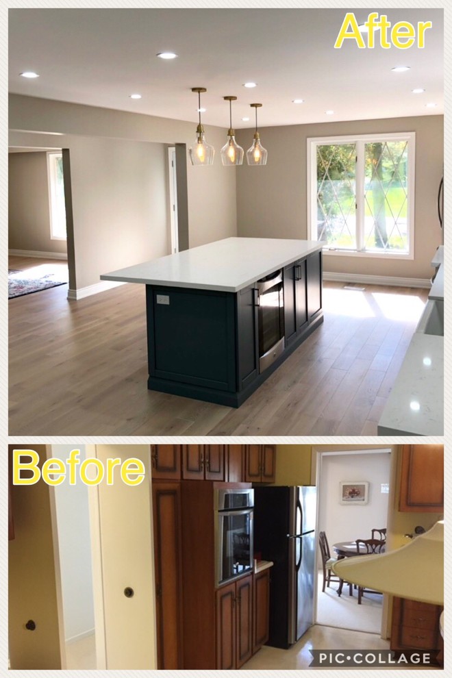 Before & After complete home remodeling with 18 ft long structural wall removal