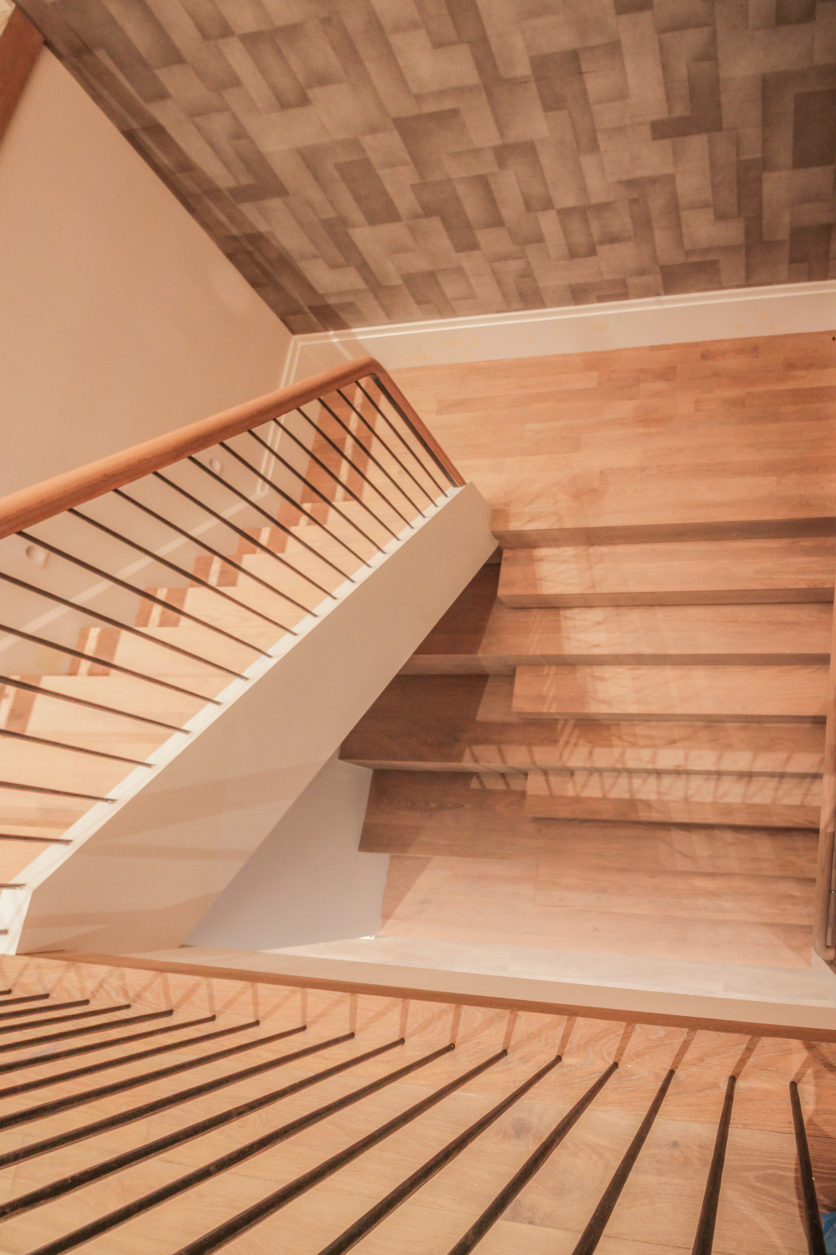 81_Modern Oak Steps with Raised Area for Seating, Great Falls VA 22066