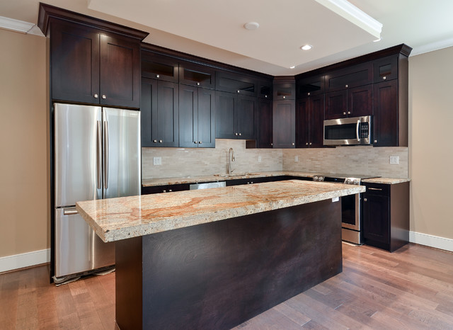 Contemporary Kitchen Island With Shaker Style Cabinets Vancouver