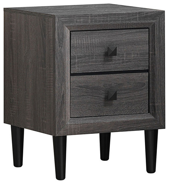 Nightstand W/2 Drawers Multipurpose Retro Grey Bedside Table Fully