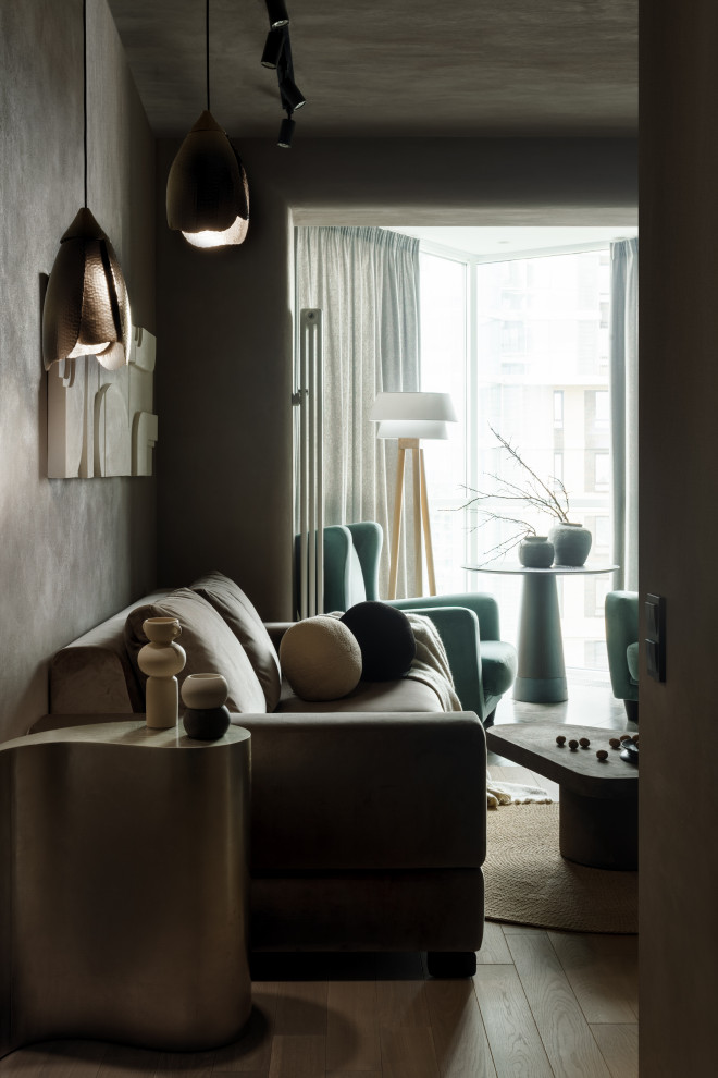 Кухня-гостиная в тёмных тонах