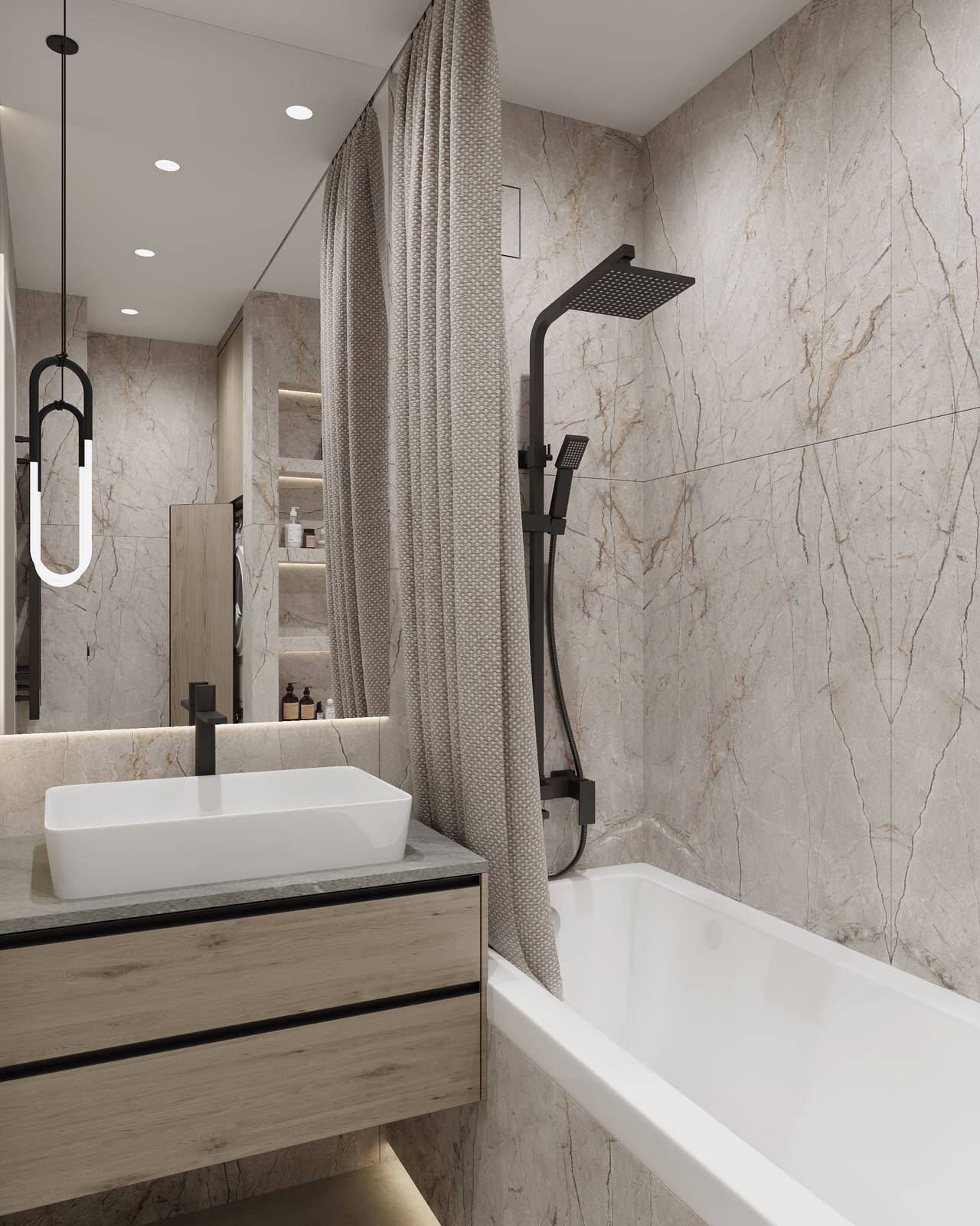 Дизайн санузла в теплых тонах