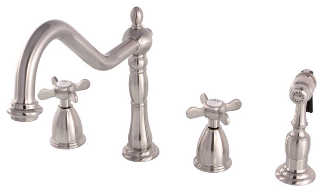 Kingston Brass KB1798BEXBS Widespread Kitchen Faucet, Brushed Nickel