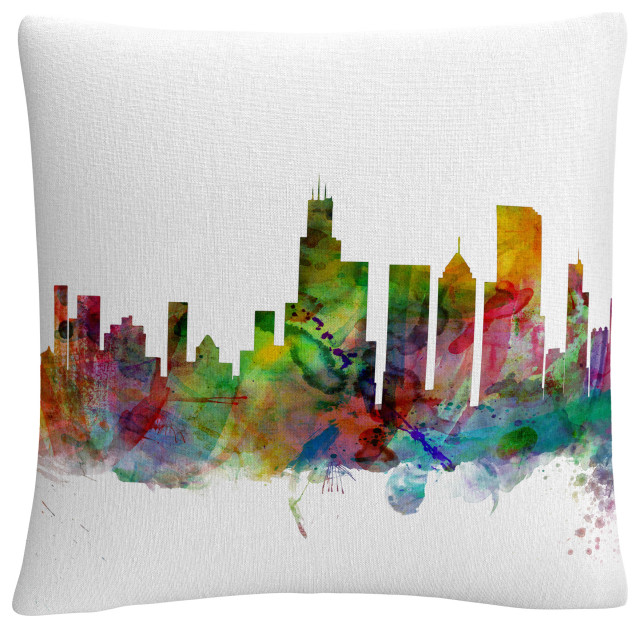 Michael Tompsett 'Chicago Illinois Skyline' Decorative Throw Pillow