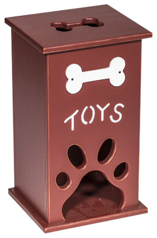 Pine Tower Dog Toy Storage Box With Bone And Paw Print - Contemporary - Dog  Toys - by Furniture Barn USA | Houzz