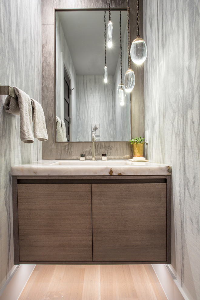 Photo of a contemporary powder room in Salt Lake City.