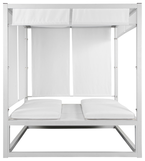 Madaona Outdoor Daybed, White Frame With White Fabric Contemporary