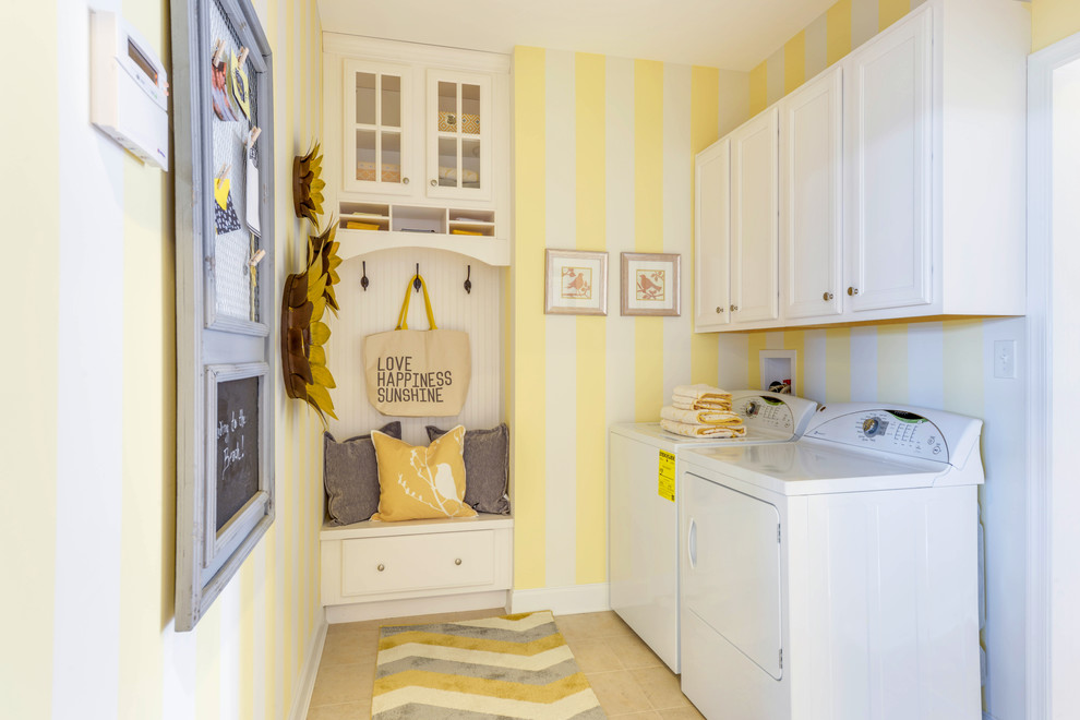 Inspiration for a beach style laundry room in Other.