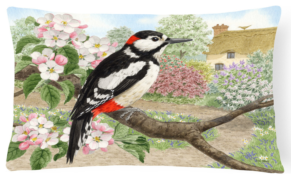 Woodpecker Fabric Decorative Pillow - Asian - Outdoor Cushions And ...