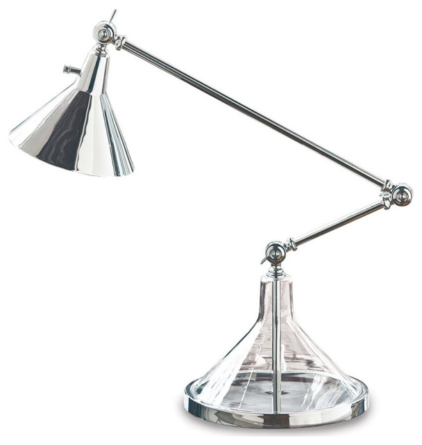 Glass Funnel Beaker Task Lamp, Polished Nickel