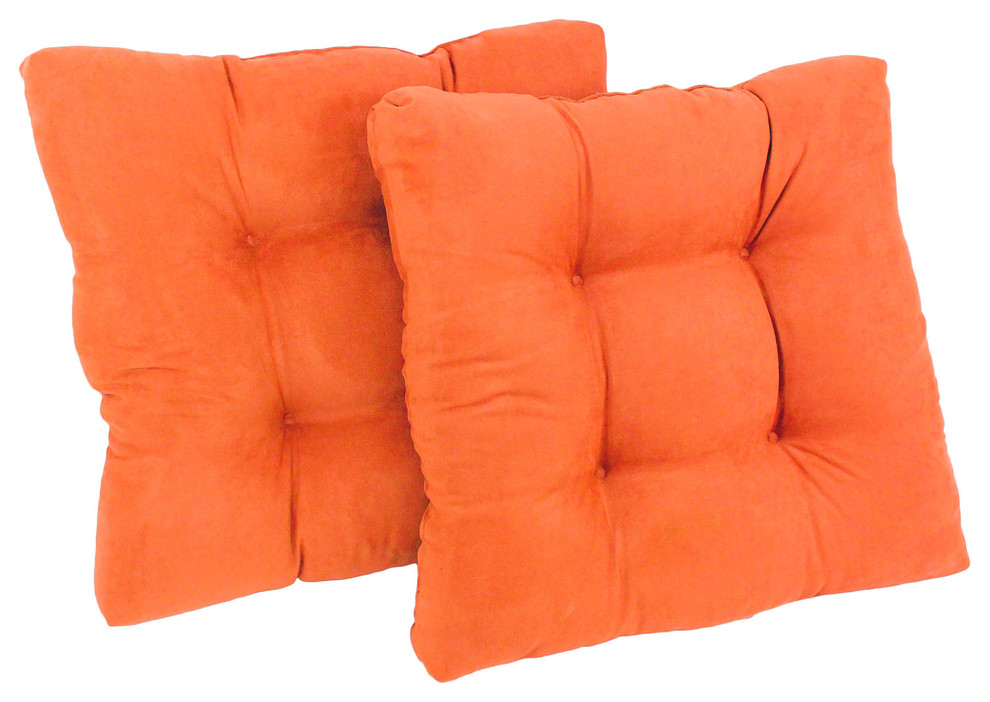 19" Squared Microsuede Tufted Dining Chair Cushion, Set of 2
