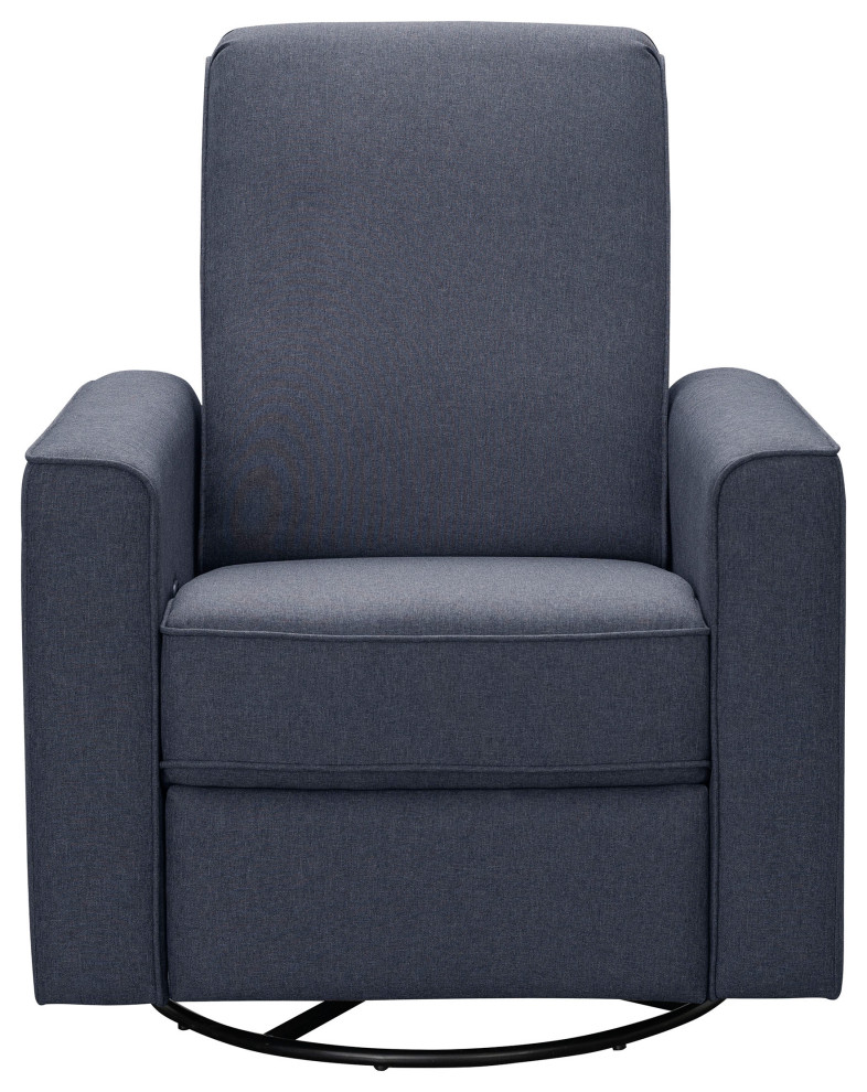 Hampton New Fabric Swivel Glider Recliner Gray Transitional Gliders