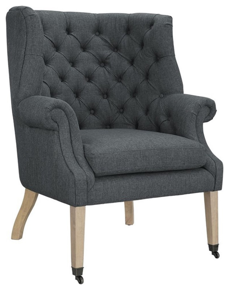 Modway Chart Upholstered Accent Chair with Casters in Gray