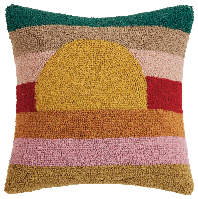 Sunset Waves Hook Pillow Contemporary Decorative Pillows by