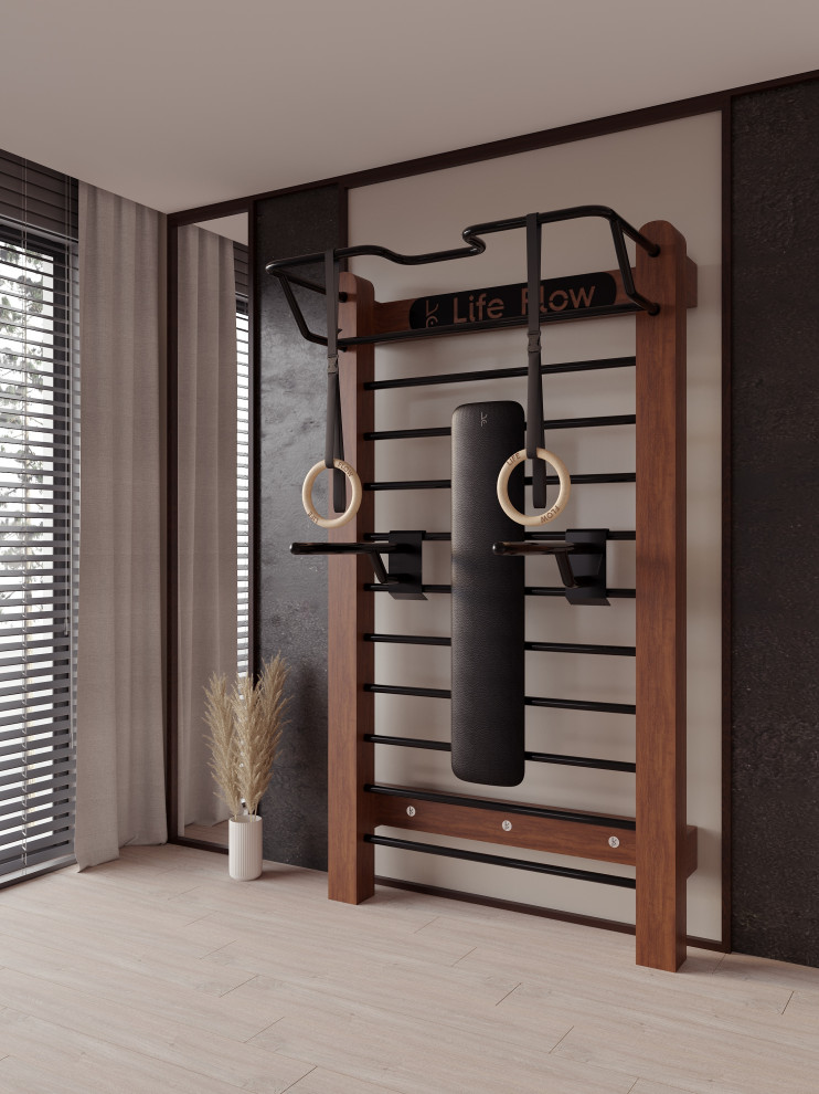 3д модель и визуализация шведской стенки в интерьере