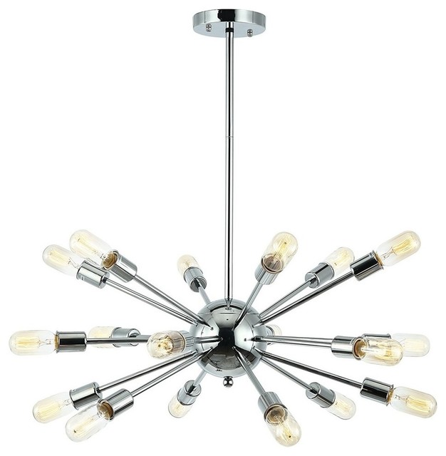 Chrome Industrial Sputnik Chandelier 18 Lights Pendant Decorative