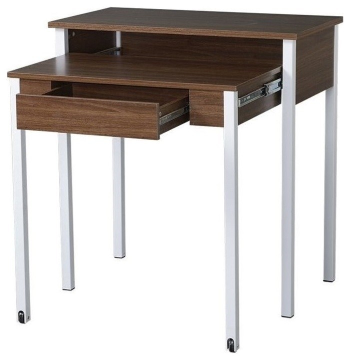 Scranton & Co Retractable Student Desk with Storage in Walnut