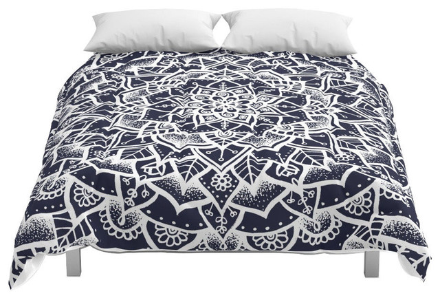 Society6 Midnight Blue Mandala Comforter Contemporary