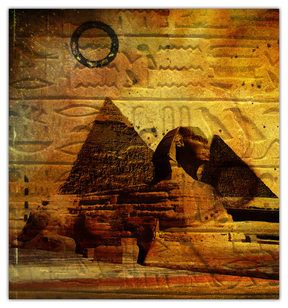 Egyptian Pyramid Canvas Wall Art, 24" Hx24" W Contemporary Prints