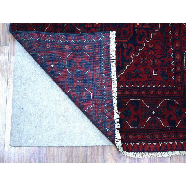 Red Afghan Khamyab Wool Tribal Design Hand Knotted Runner Oriental Rug ...