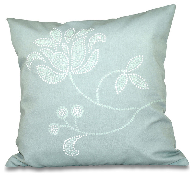 Traditional Flower-Single Bloom, Floral Print Pillow, Green, 18"x18"