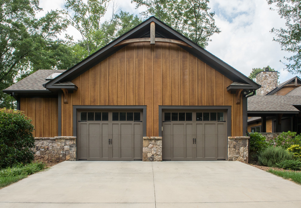 Mountain style detached two-car garage photo