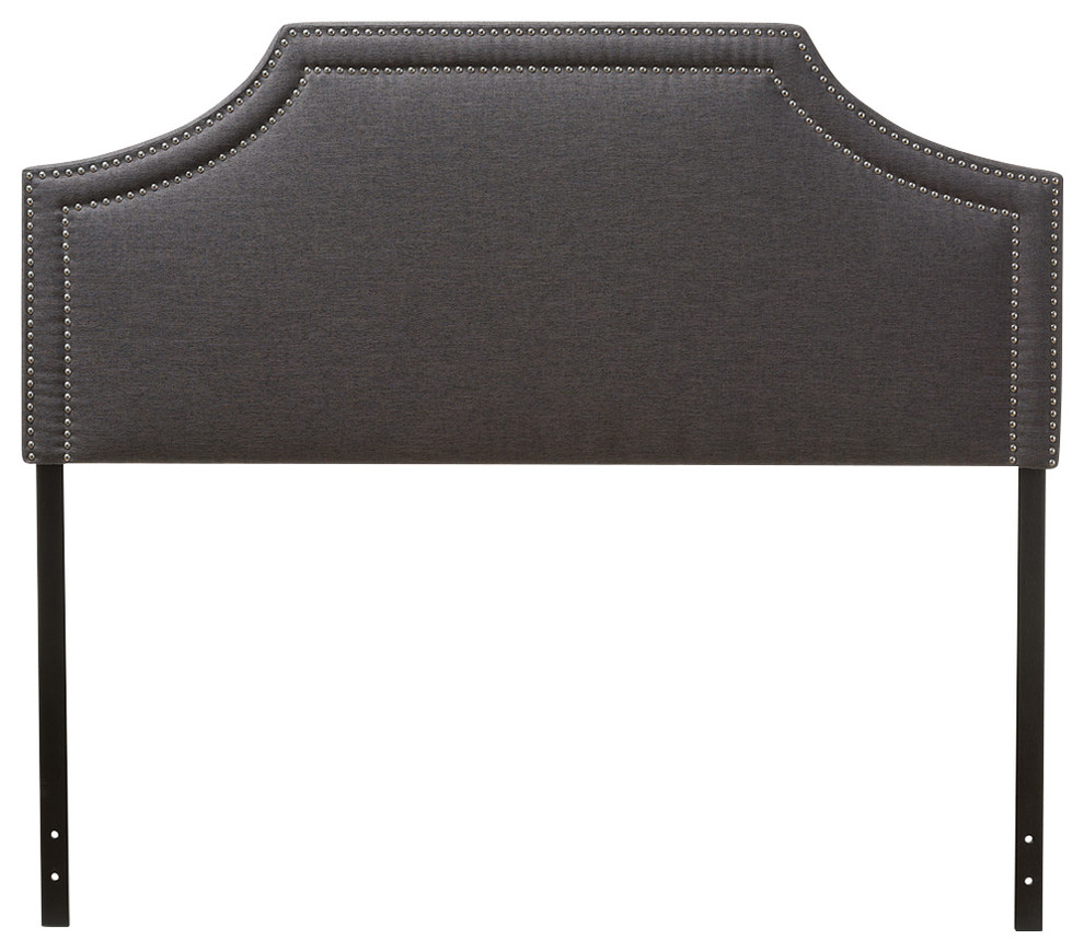 Avignon Modern, Contemporary Dark Gray Fabric Upholstered Queen Size Headboard