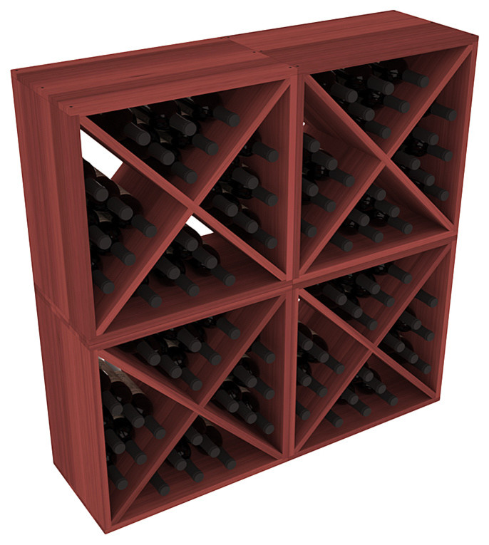 96 Bottle Wine Cube Collection in Premium Redwood, Cherry Stain