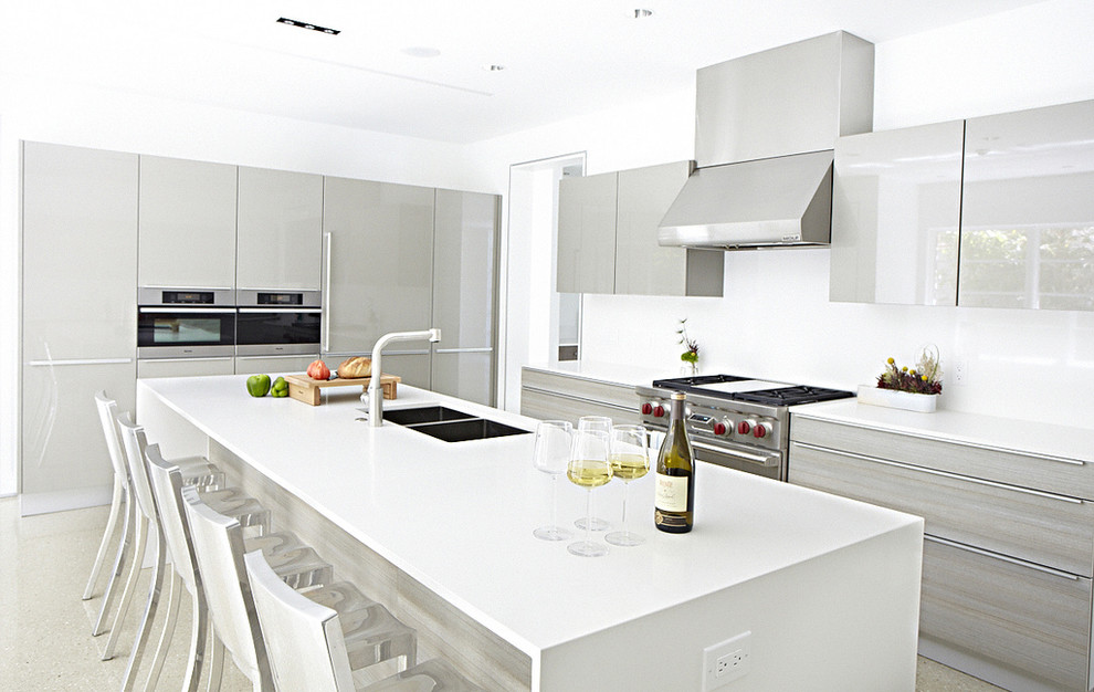 Photo of a modern kitchen in Other with grey cabinets.