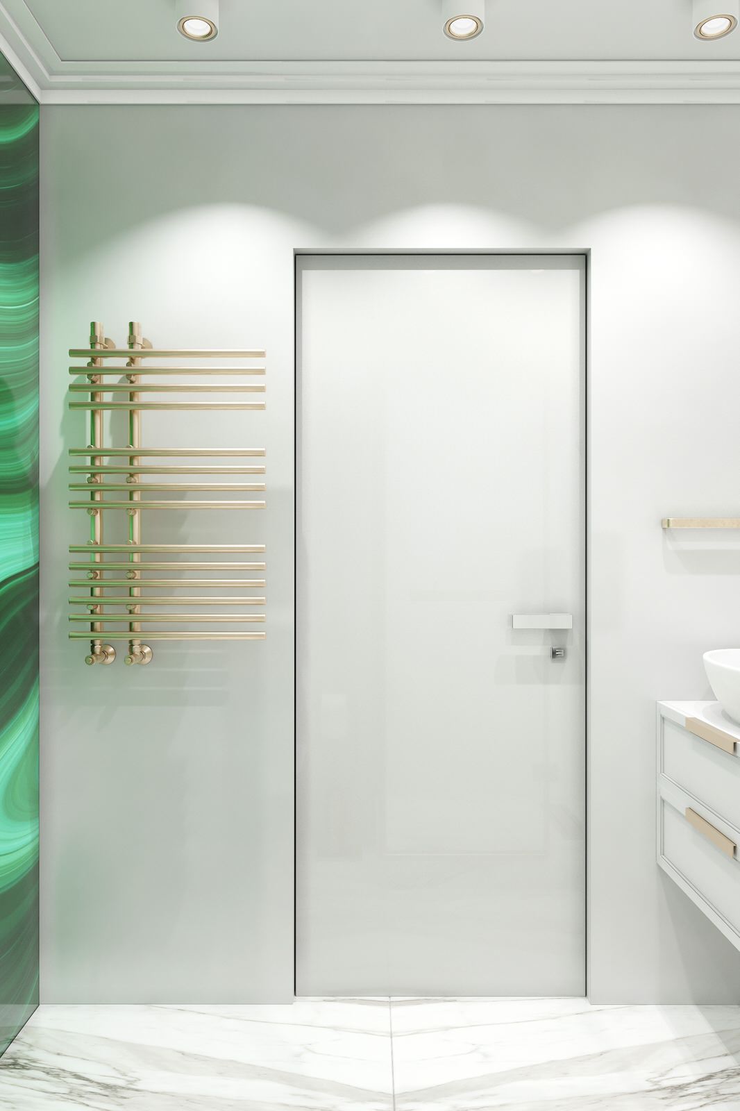 Изысканная ванная комната. Зеленый + золото