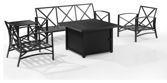 Kaplan 5-Piece Outdoor Sofa Set With Fire Table, Oil Rubbed Bronze ...