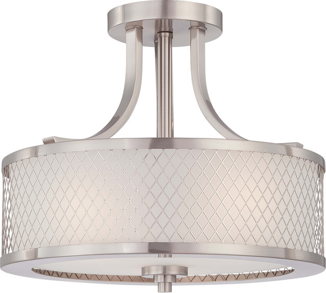 Fusion 3 Light Semi Flush Mounts Brushed Nickel Transitional Fusion 3 Light Semi Flush Mounts Brushed Nickel Transitional Mount