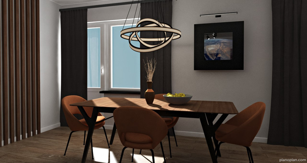 Столовая в современном стиле с элементами лофта