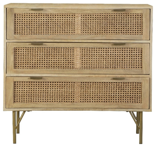 Coaster Mid-Century Wood 3-Drawer Rectangular Accent Cabinet in Natural