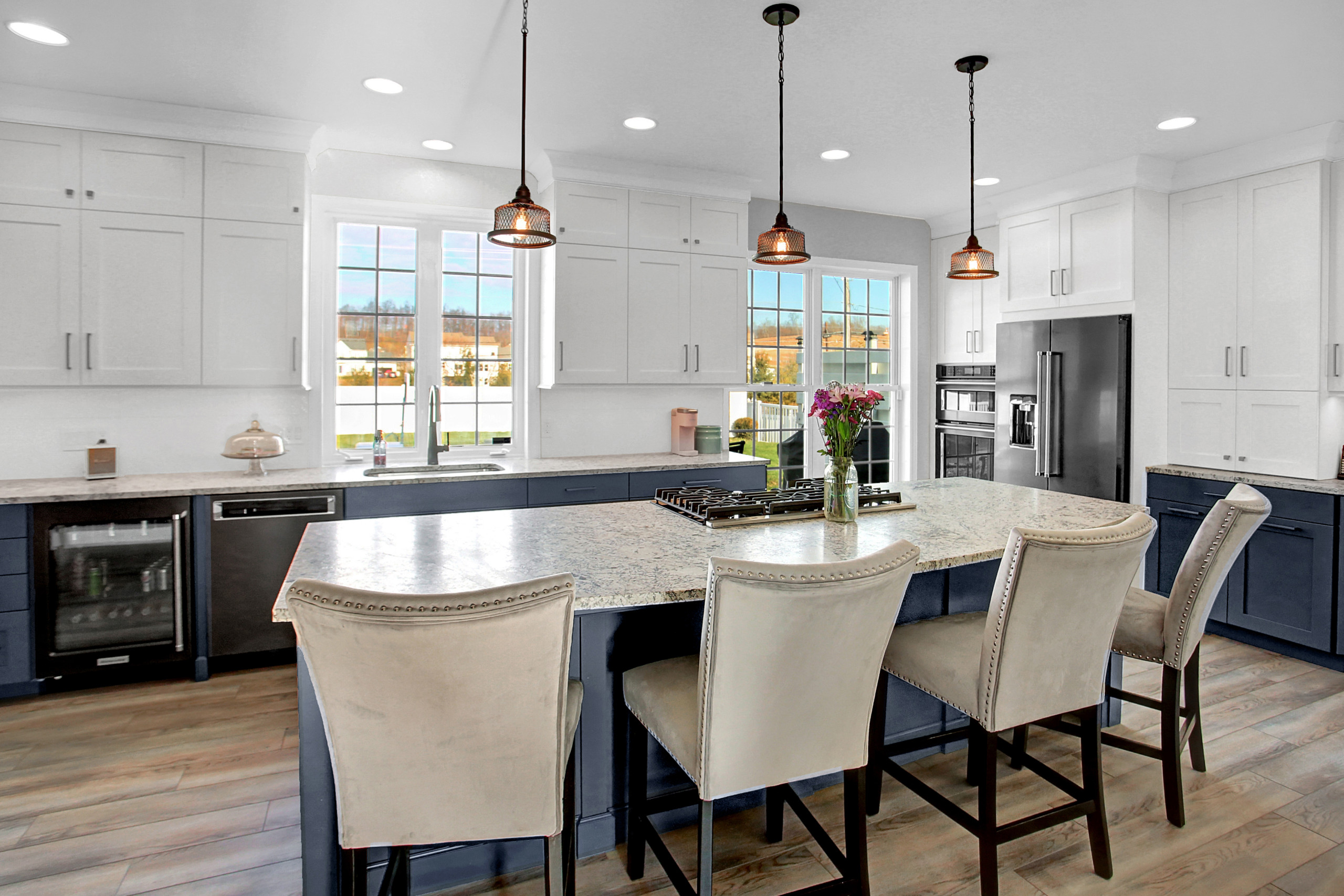 Blue & White Transitional Kitchen Remodel