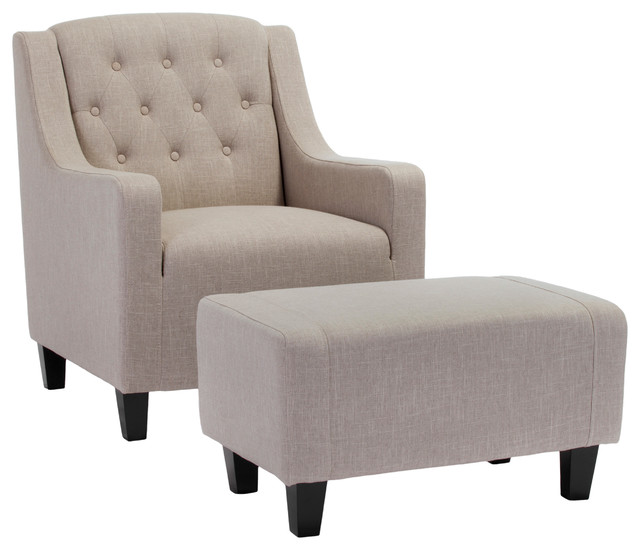 Empierre Linen Club Chair And Footstool Transitional Armchairs Empierre Linen Club Chair And Footstool
