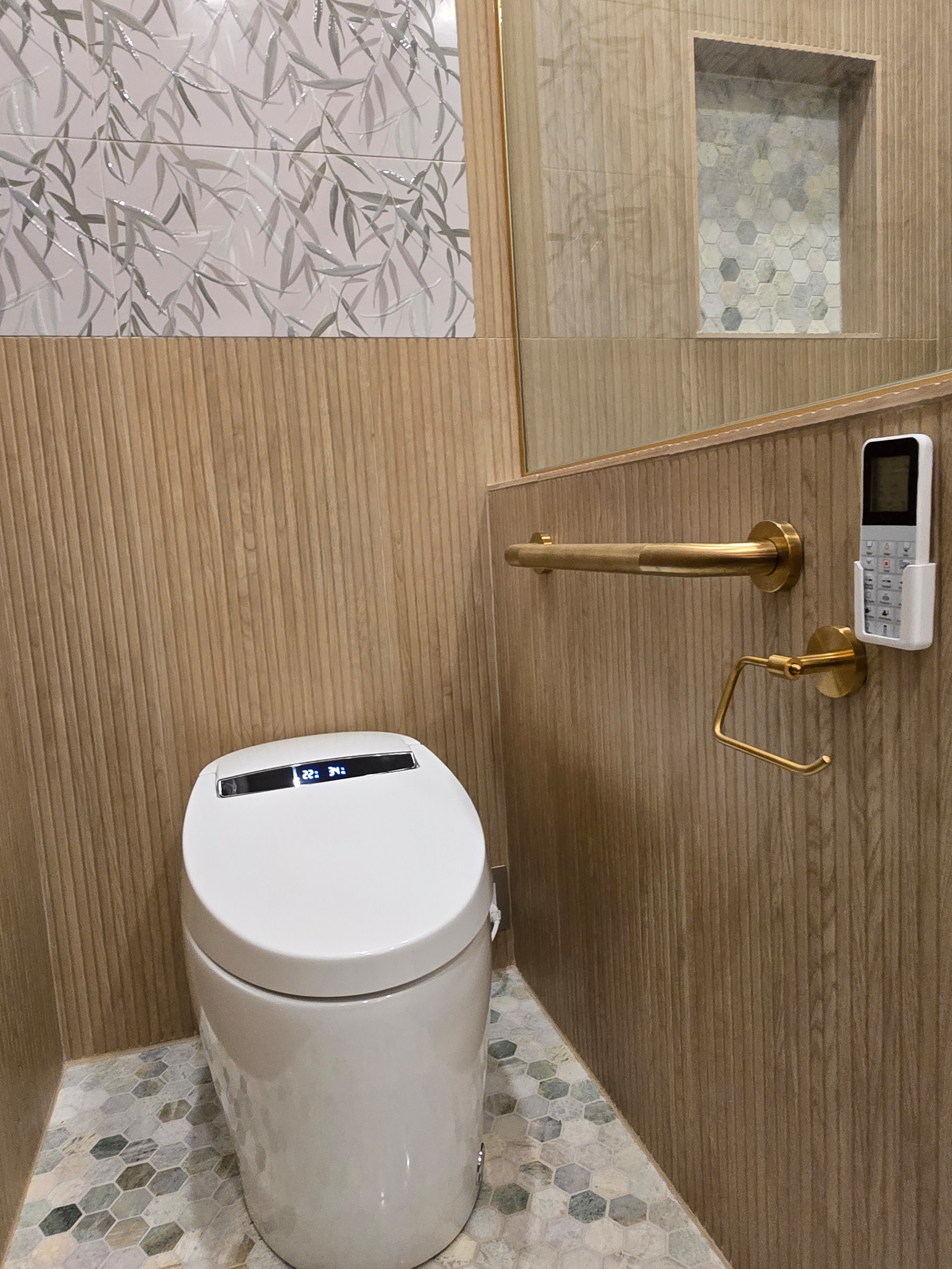 Powder room transformed to Full 1st Floor Bathroom with walk-in shower