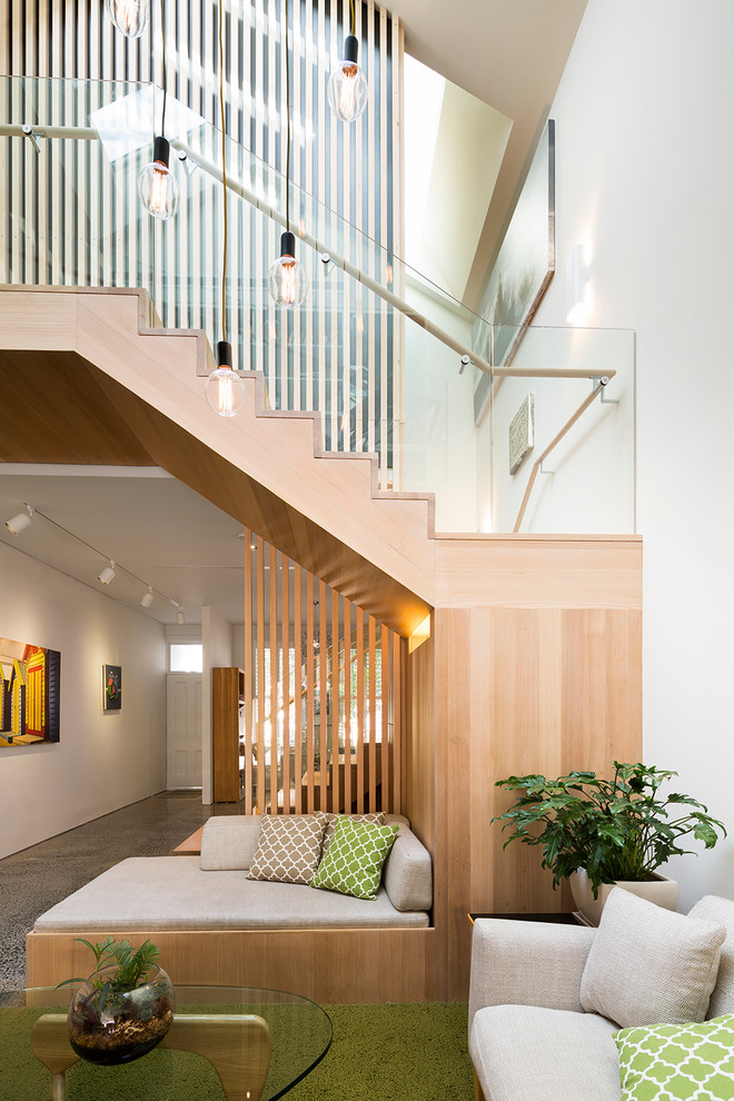 Mid-sized contemporary u-shaped staircase in Melbourne.