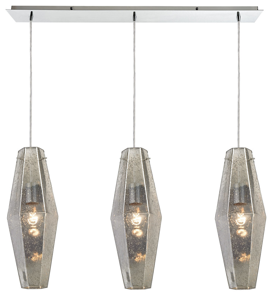 Pelham 3Light Pendant, Polished Chrome, Mercury, One Size