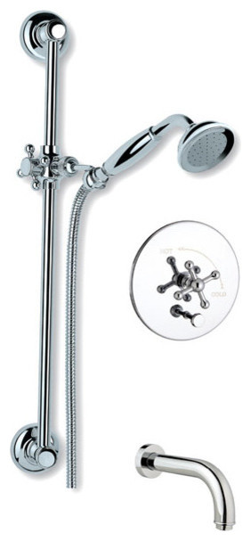 Nature Pressure Balance Tub and Handheld Shower Set With Knob, Brushed Nickel