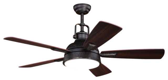 Walton 52 In. Bronze Industrial Loft Ceiling Fan with LED ...