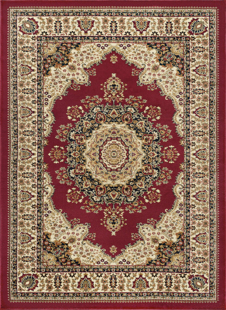 Fiona Traditional Oriental Red Rectangle Area Rug, 6.7' x 9.6'